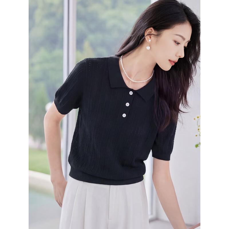 Women's Knit Lapel Short-Sleeve T-Shirt