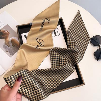 Fasce per Capelli alla Moda Sciarpe da Collo in Seta per Donne Fascia Lunga per Capelli Sciarpe da Borsa Stampate Foulard Nastri per Capelli Sciarpa da Legare Donna 14x145cm