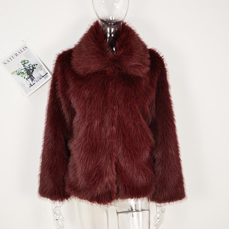 2024 European & American Women's Faux Fox Fur Long Sleeve Coat - Elegant, Fashionable Autumn/Winter Outerwear