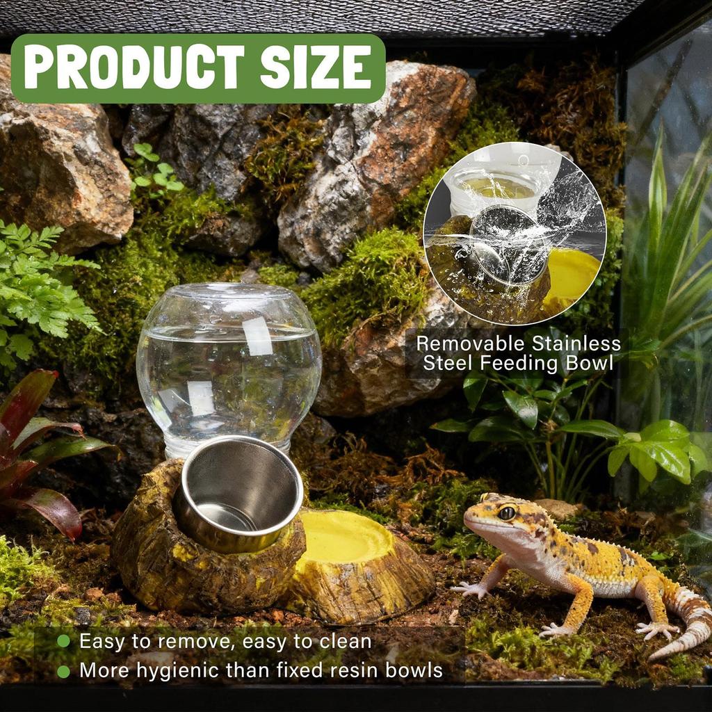 Automatic Reptile Water Dish Feeding Reusable Container Creative Feeder Station Ornament Drinking Tool For Snakes Tortoise