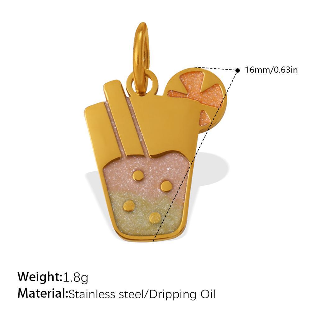 Stylish Stainless Steel Milk Coffee Cup Pendant Necklace & Bracelet with Colorful Enamel for Women