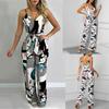 Elegant Multicolor Women Strappy Wide Leg Long Playsuit With V-neck Design