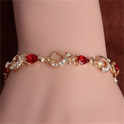 Women's Fashion Gold Color Heart Bracelet Ladies 4 Colors Stones Bracelets Bangles Jewelry Gift