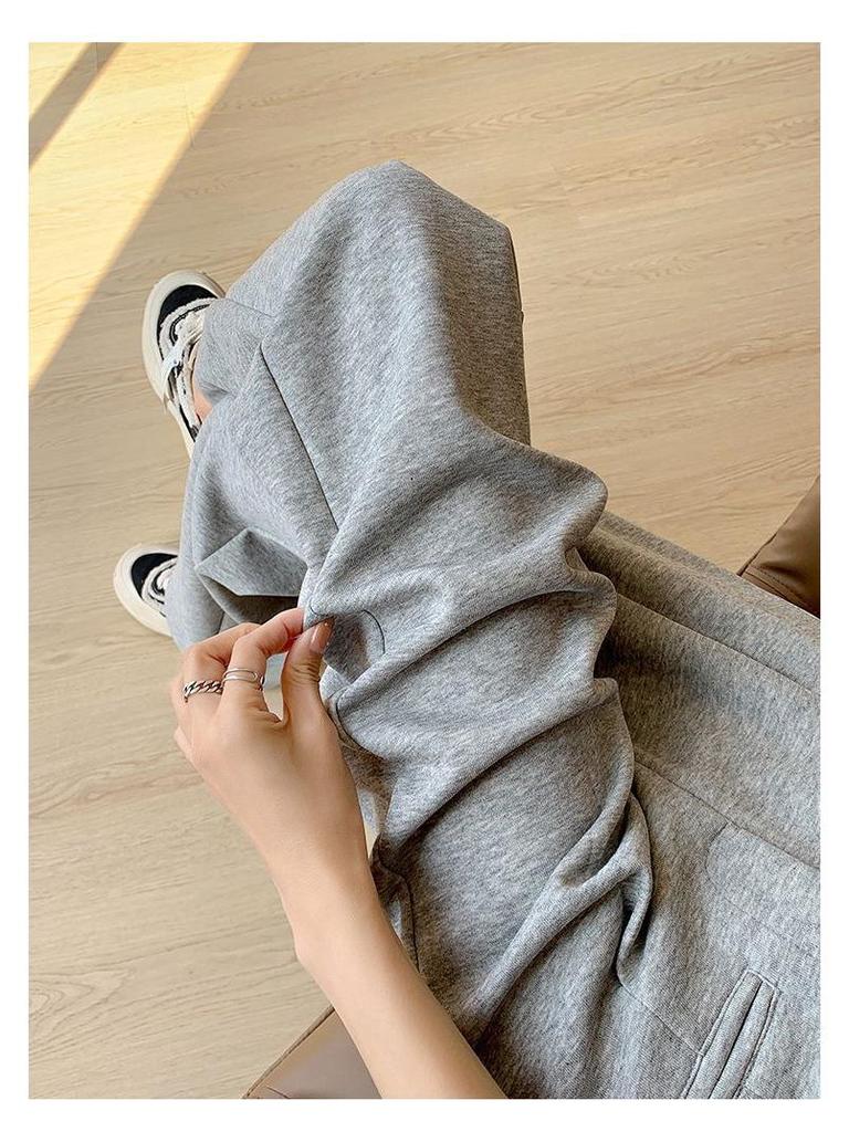 High-End Wide-Leg Knit Pants: Faux Pocket, Slimming, High Waist, Petite Fit for Women - Perfect for Autumn and Spring