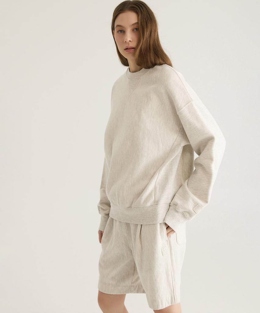 Oteumilkape [Unisex] Reverse Weave One-Tuck Sweat Shorts - Oatmeal