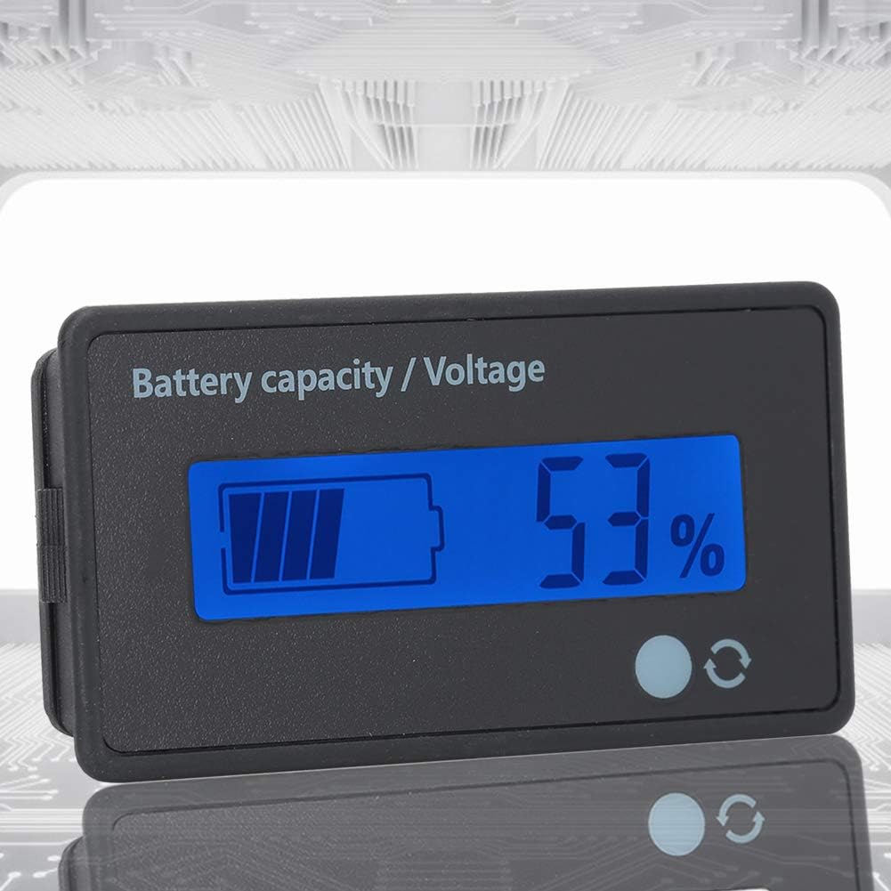 LCD Digital Battery Capacity Monitor with Flashing Alarm, 12-84V Voltage Meter Monitor/Battery Capacity Tester for - Battery, Lithium Battery,