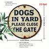 Metal Dog Yard Warning Sign Round Pet Safety Decor for Home Cafe Gate