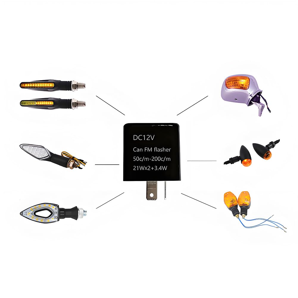 TUDOUZZZ Motorrad Blinkerrelais 2 Pin Flackern Blinken Geschwindigkeit Einstellbar Umbau Universal