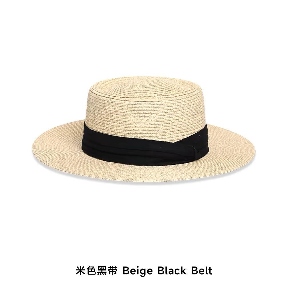 54-58cm Big Head Straw Hat | Summer Foldable French Bucket Hat with Tie | UV Protection & Face Slimming | Beach Sun Hat
