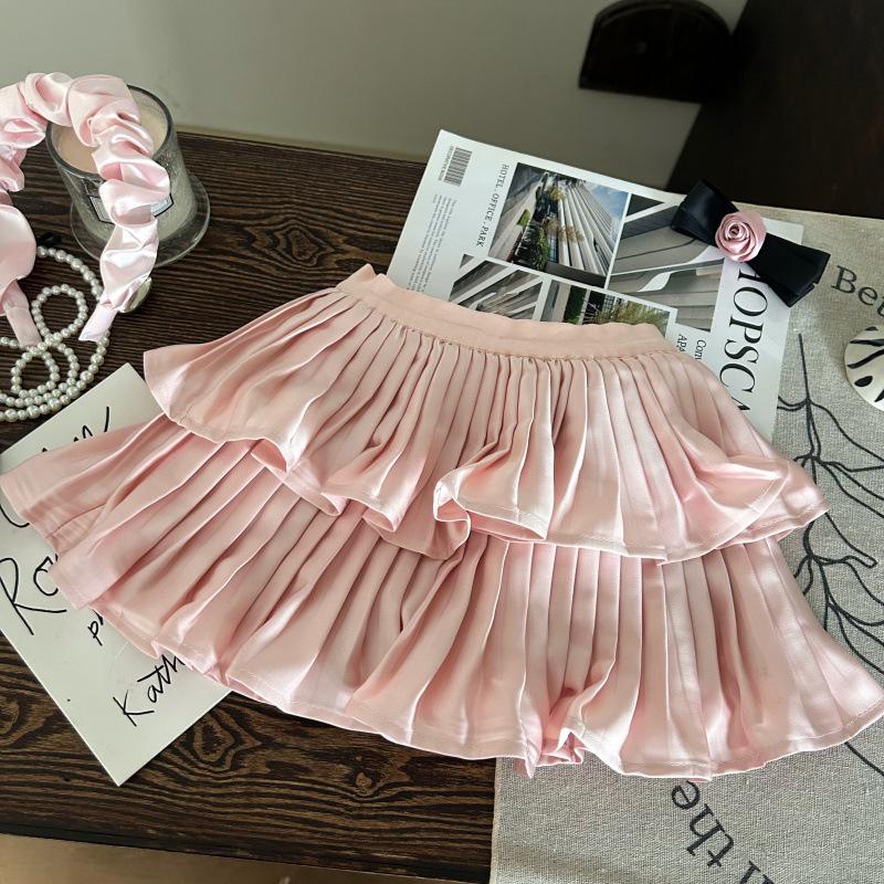 Korean Style Girls' Letter Print T-Shirt & Pleated Skirt Set - 2025 Summer Collection