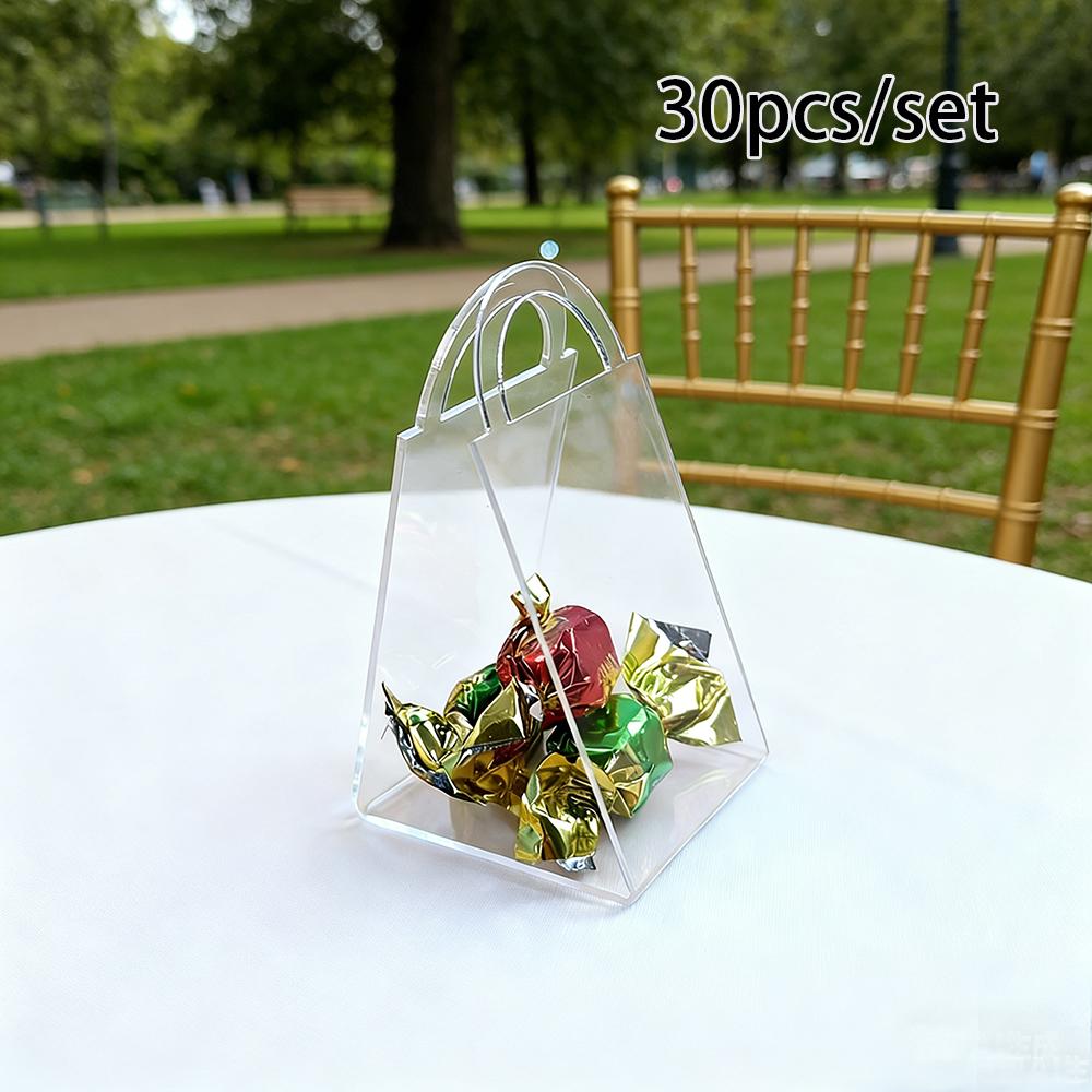 

30pcs/set High Transparency Acrylic Gift Box 3 Creative Handle Styles (heart-shaped/semi-circular) 9x4.5x5.5cm Compact Party Candy Packaging Boxes Model 01, 30pcs
