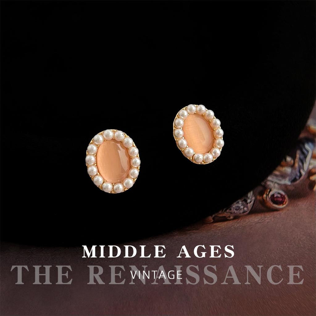 Язык Сакуры~ Светлые Французские Ретро Розовые Опаловые Серьги Милые Серьги Женские