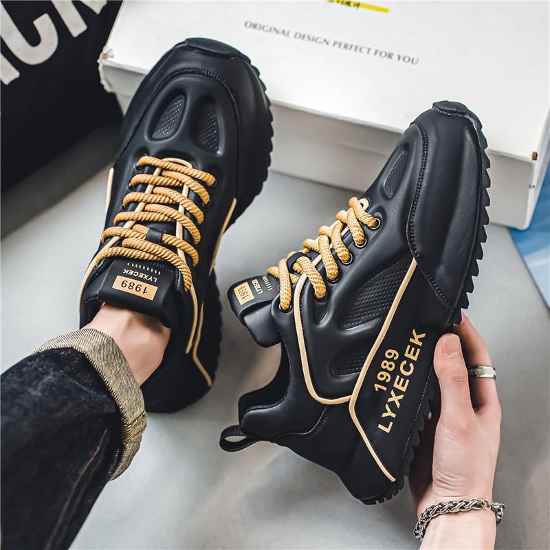Men s shoes summer trendy brand sense personality leisure sports running heightening bag bottom black dad trendy shoes men s shoes 39