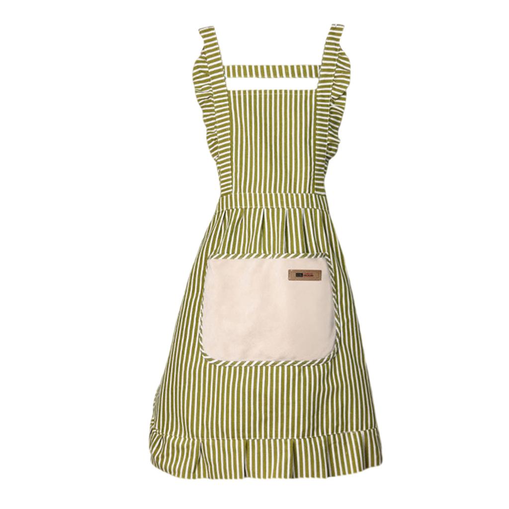 Lace Apron Cotton Linen Blend Elastic Bands Kitchen Cooking Baking Accessory