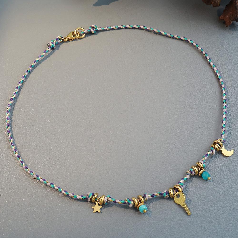 

Французский ретро-дизайн ниши, разноцветные каменные рисовые бусины, ожерелье из бисера в стиле бохо, модная цепочка на ключицу 40cm