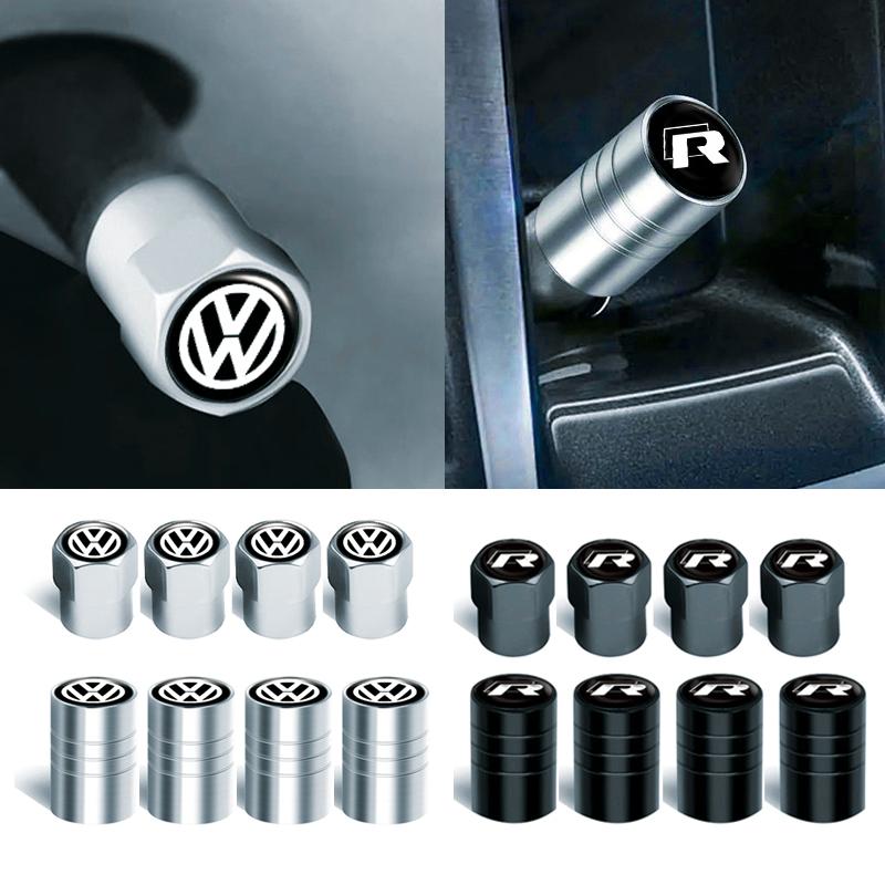 4PCS Car Styling Wheel Tires Stem Valve Caps For Volkswagen Vw Jetta Tiguan Mk6 Touran Golf R Scirocco Polo 6R Metal Dust Covers