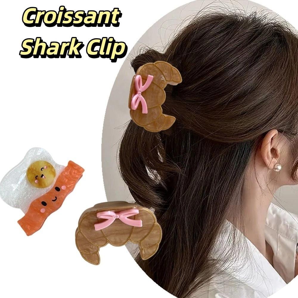 Toast Acetate Hair Crab Clip Cute Delicious Food Claw Clip Lovely Croissant Shark Clip Girls