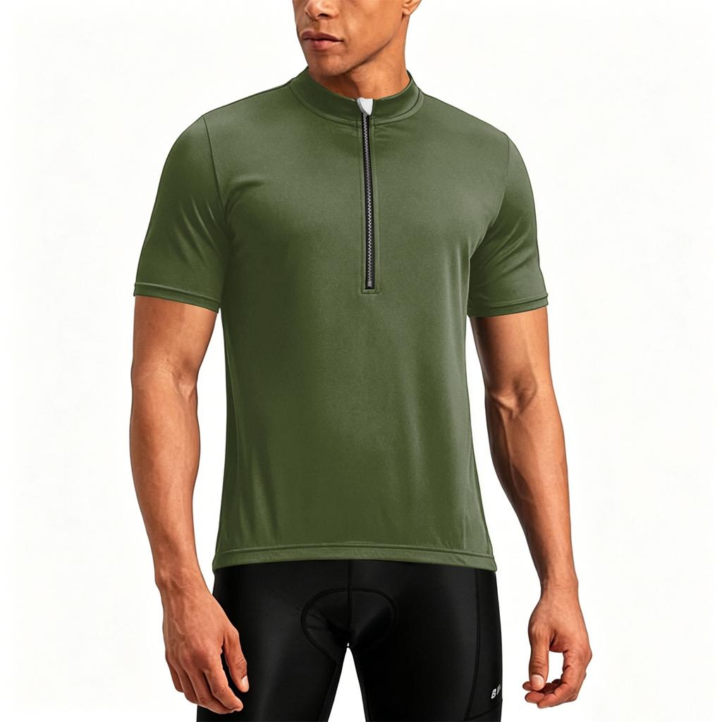 Herren Kurzarm Fahrradtrikot Halbreißverschluss Atmungsaktiv Schnelltrocknend Leichtgewicht Performance Shirt für Outdoor-Sport und Bewegung