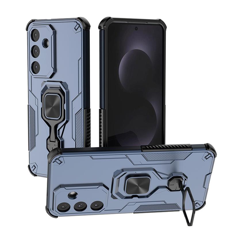 KEYSION Shockproof Armor Case for Samsung A17 5G Silicone+PC Upright Metal Live Ring Stand Phone Back Cover for Galaxy S25 FE 5G