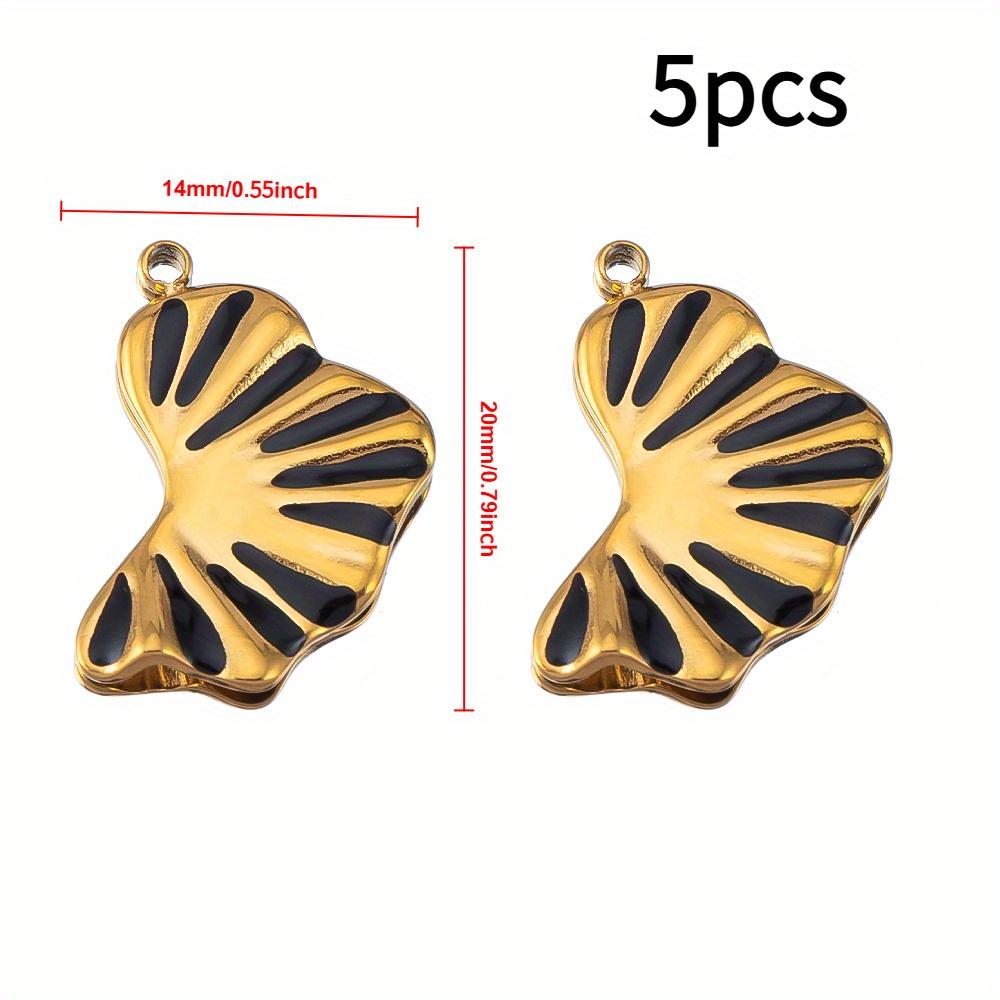 2pcs Punk Black Enamel Stainless Steel Pendant Necklace Charms Base Gold Plated Earrings Material DIY Bracelets Jewelry Findings