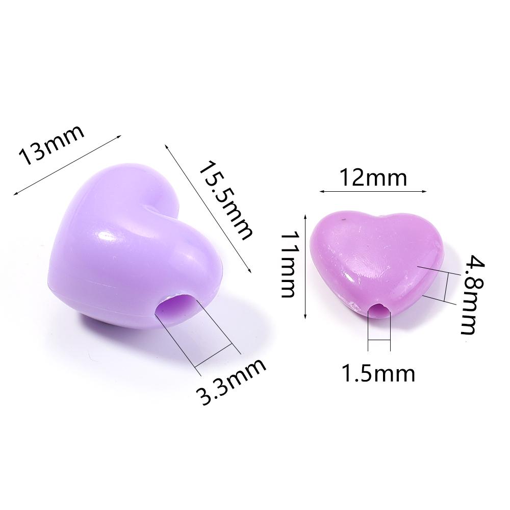 50pcs Candy Color Heart Acrylic Beads Loose Spacer Beads For Jewelry Making DIY Bracelet Necklace Phone Key Chain Accessories