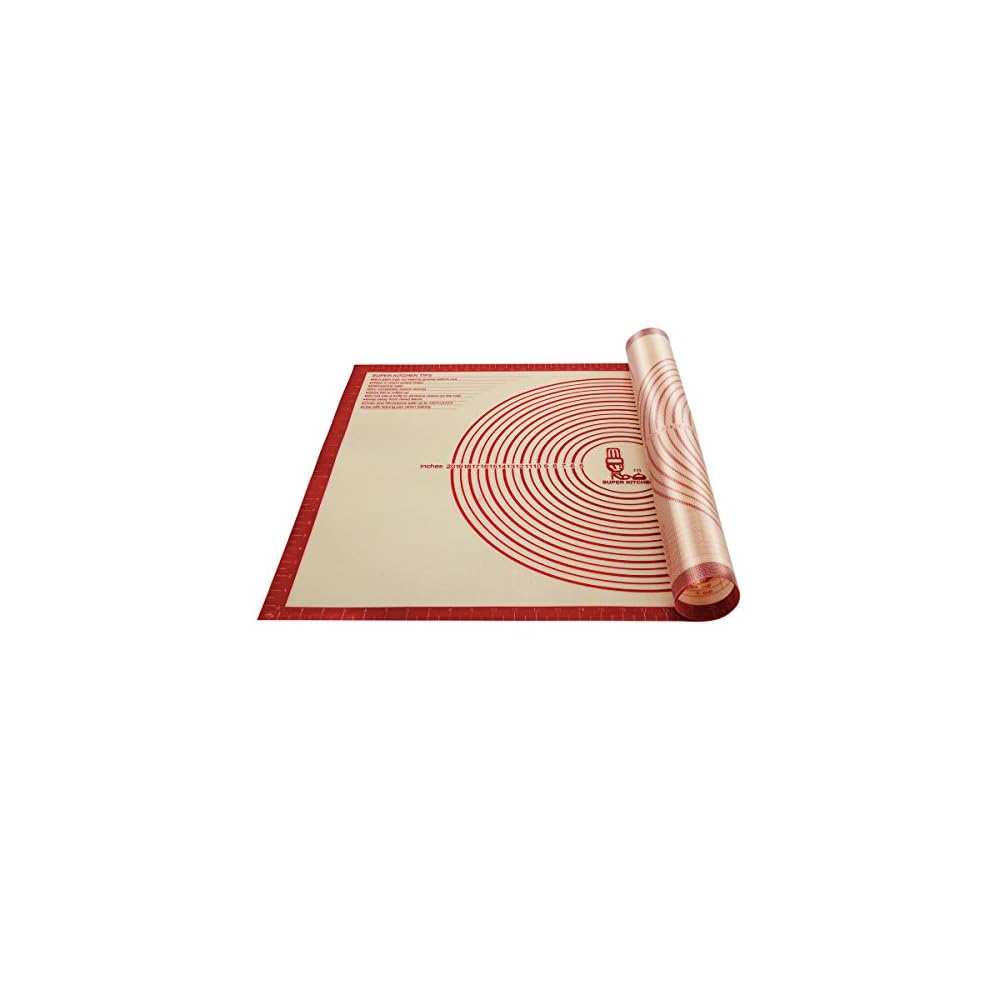 SUPER KITCHEN Super Large Non-Slip Cooking Mat, Food Grade Silicone Baking Mat with Measuring