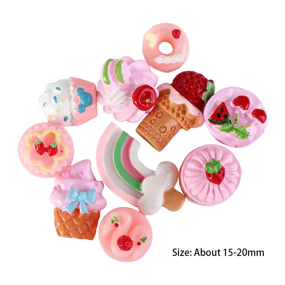 10Pcs/Bag Y2k Kawaii Nail Art Decoration DIY Nail Charms 3D Donut Ice Cream Bear Candy Lollipop Nail Figure Exquisite Nail Tools