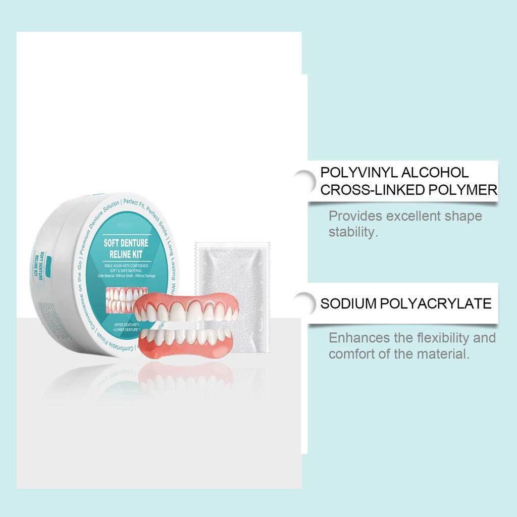 New Denture Set Cover Missing Broken Tooth Lasting Soft Instant Confident Smile for No Teeth Women Man Over Gums Full Dentures