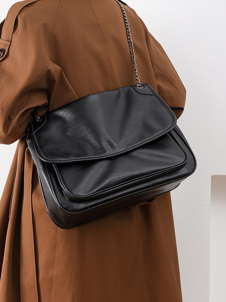 High Texture Soft PU Leather Chain Messenger Bag for Women New Luxury Square Shape Crossbody Bags Ladies Versatile Commuter Bags