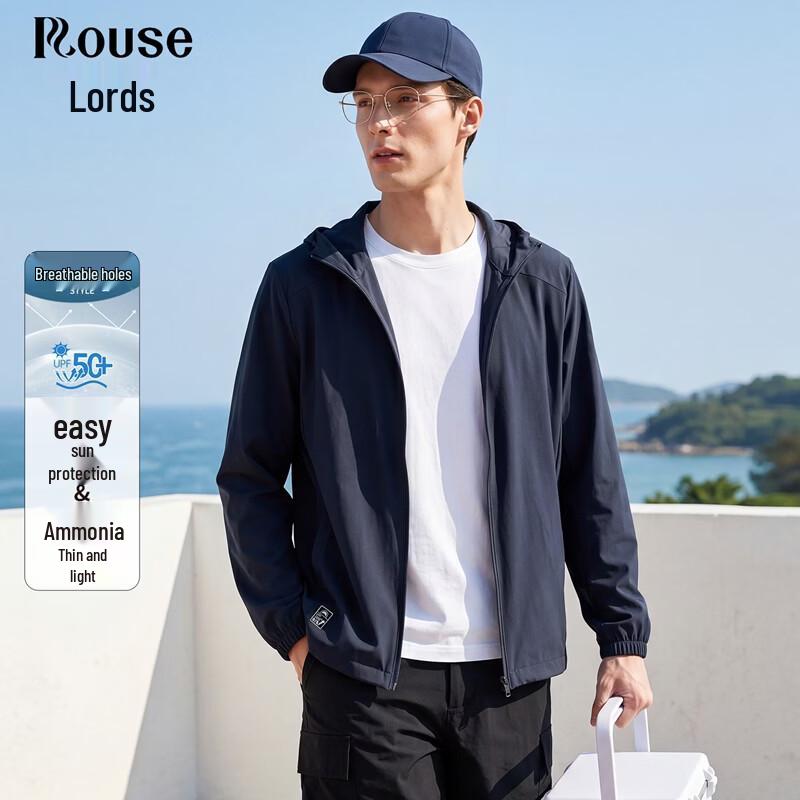 LUOZI Men s UPF50+ Ice Silk Sun Protection Jacket with Detachable Hood 175/XL