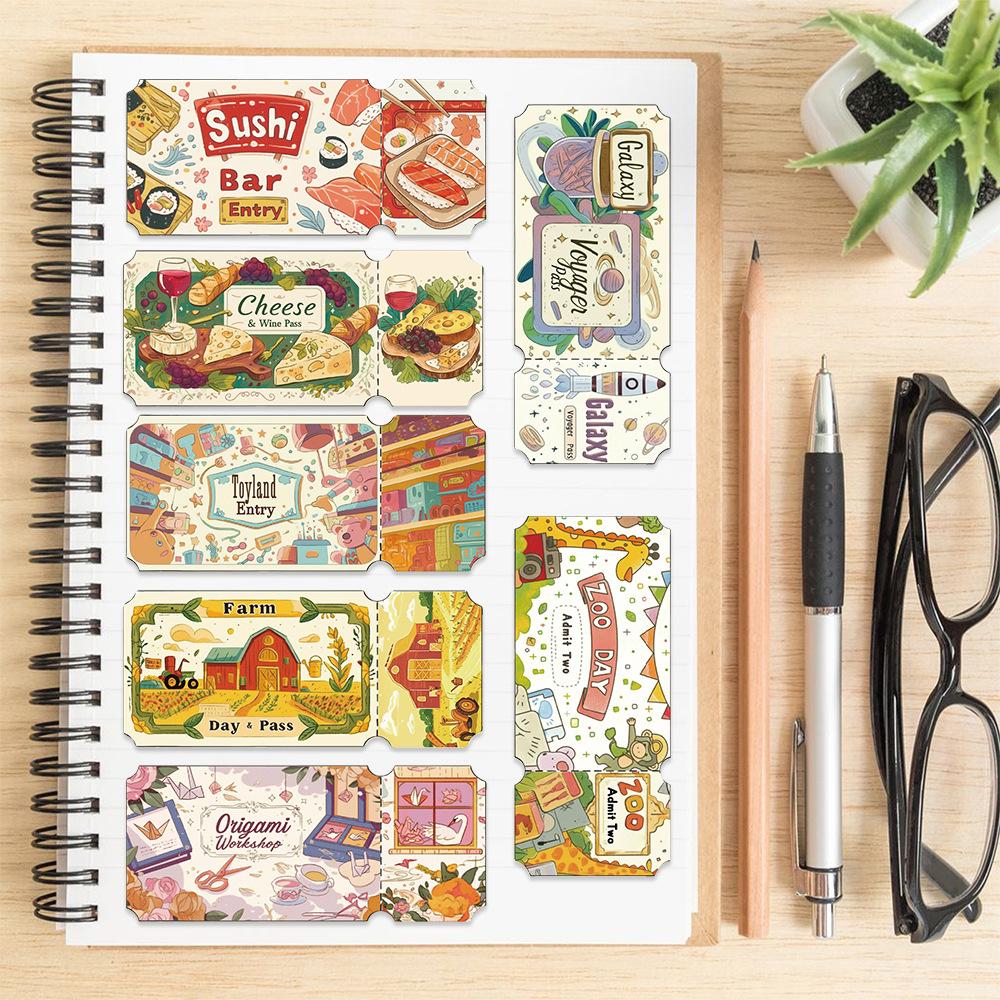 50 Cartoon Dreamy Ins Ticket Stubs Graffiti Stickers Decorative Guitar Notebook Suitcase DIY