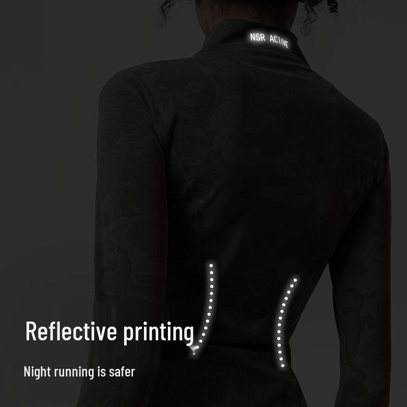 Women's Camouflage Quick-Dry Sports Jacket - Long Sleeve Stand Collar for Running & Yoga