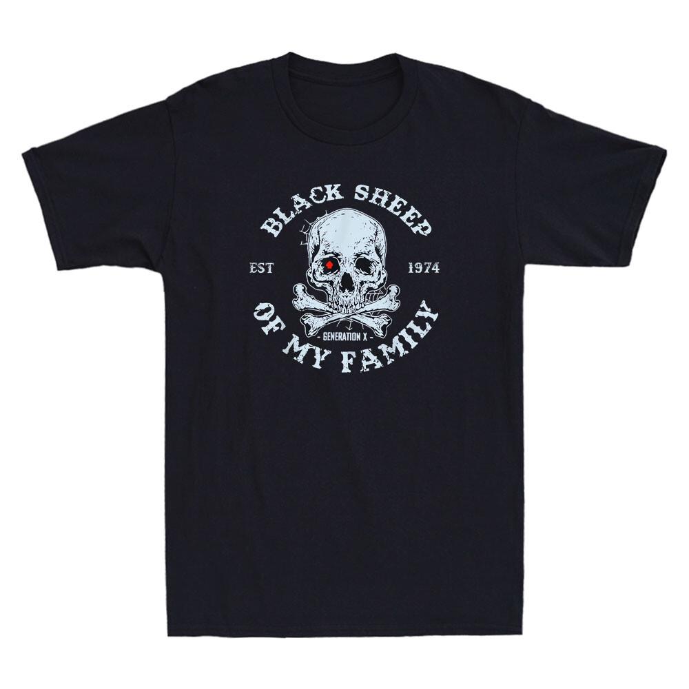 

Skeleton Gen X Est 1974 Black Sheep My Family Retro Mens Short Sleeve T-Shirt Unisex T-Shirt XXXXL
