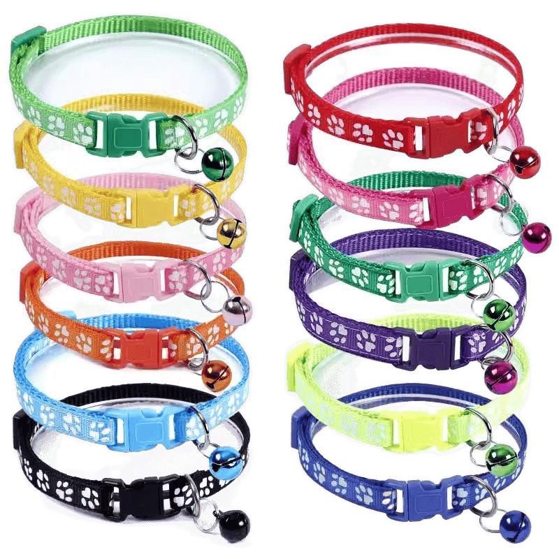 Dog Collar Pet Patch Collar Single Paw Print Bell Collar Cat Buckle Collar Kitten Collar Supply Chain