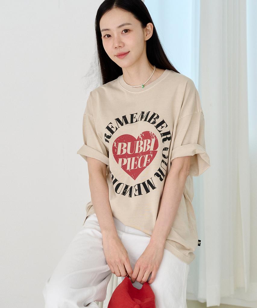 Beobeulpiseu Heart Circle Pigment T-Shirt_Sand Beige