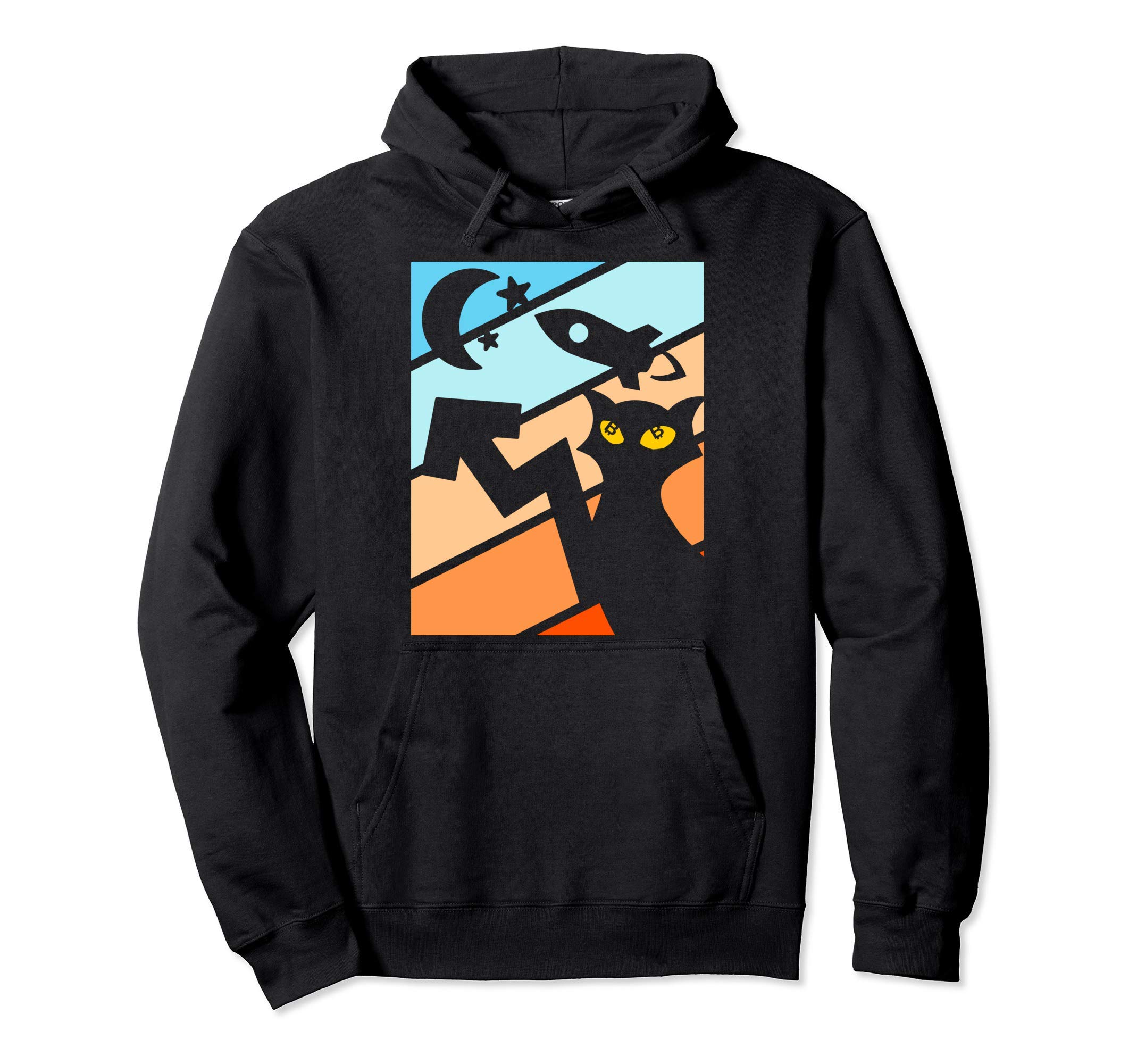 Bitcoin, cat eyes, gold, rocket, to the moon, cryptocurrency, hoodie