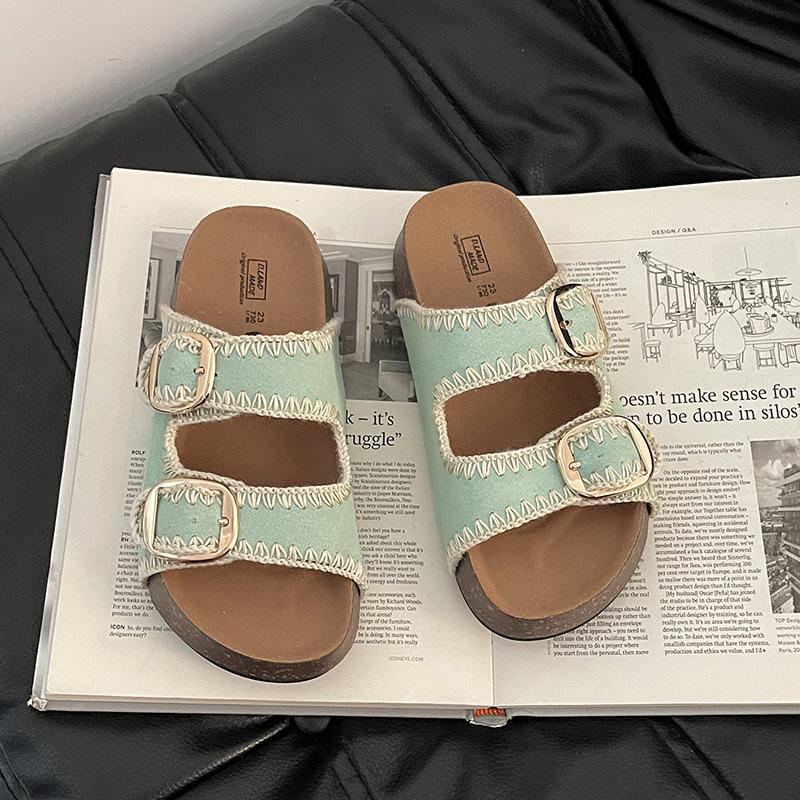 Boken slippers casual platform slippers women's outer wear new summer outer wear comfortable with skirt one-word slippers