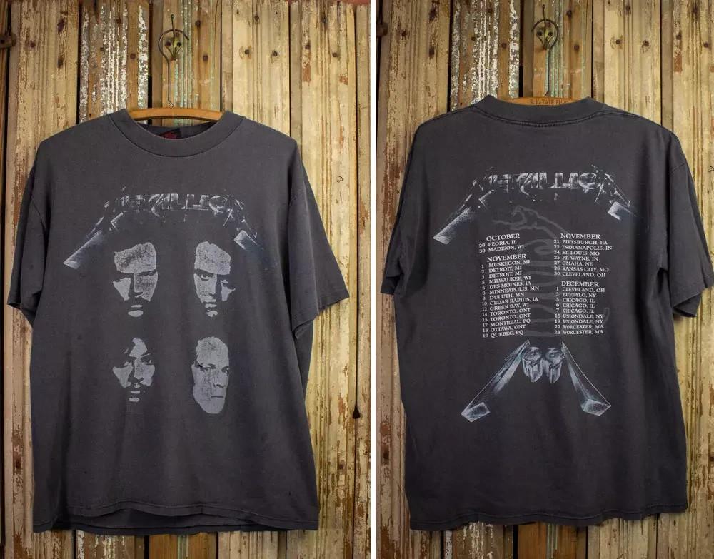 Metallica Черный Альбом 1991 Тур Репринт Винтажный Стиль Унисекс Футболка XL