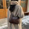 Vintage Zachte Leren Crossbody Tas Dames Hobo Schoudertas met Geweven Brede Band voor Dagelijkse Woon-werkverkeer Werk Winkelen en Reizen