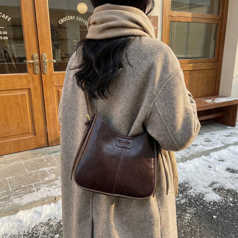 Vintage Zachte Leren Crossbody Tas Dames Hobo Schoudertas met Geweven Brede Band voor Dagelijkse Woon-werkverkeer Werk Winkelen en Reizen