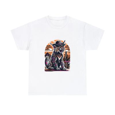 Adult T Shirt Edgy Bobcat Wild West Graphic Tee Unisex Southwest Aztec Navajo