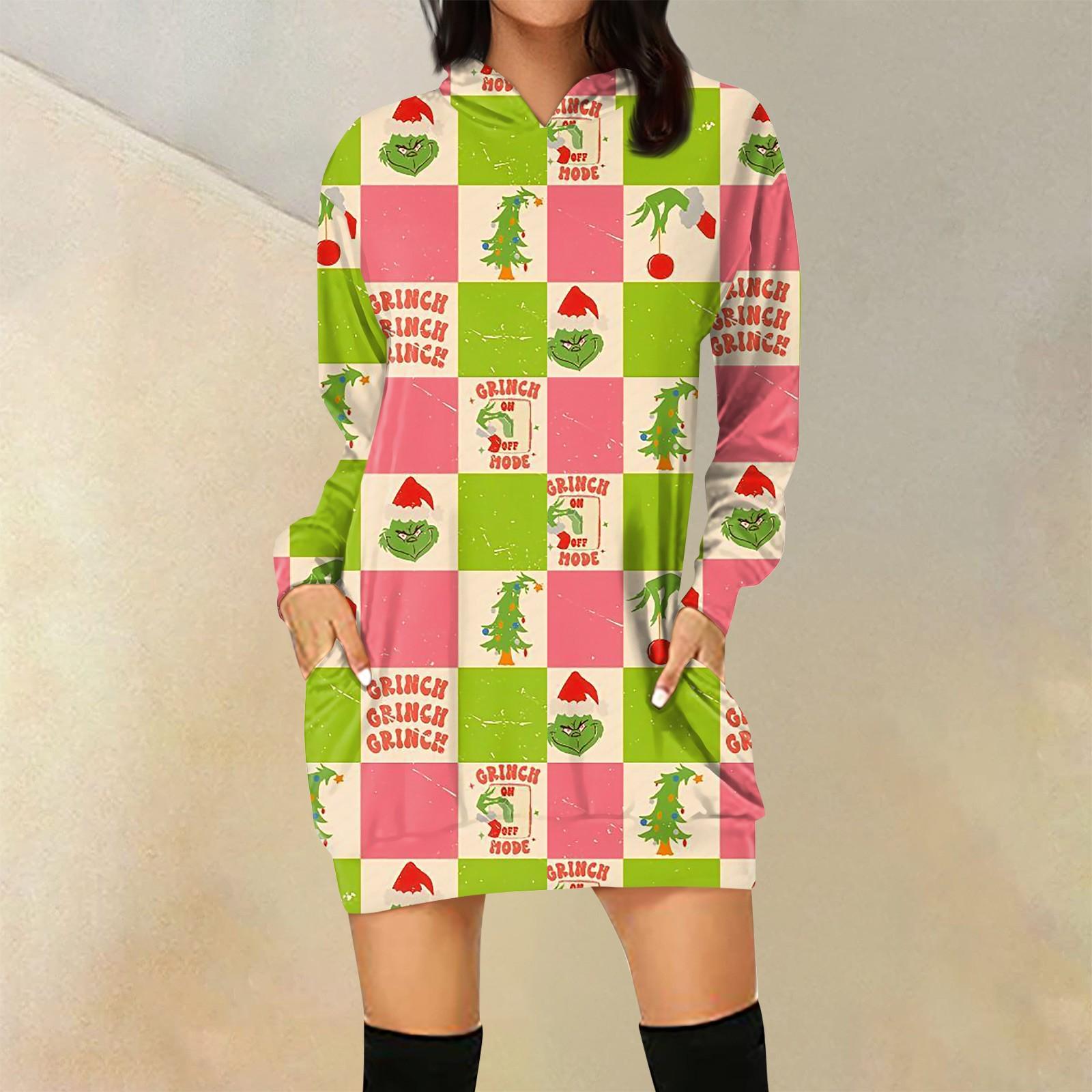 

Женская свободная повседневная толстовка с капюшоном и карманом с длинными рукавами с рождественским принтом, длинный топ S арбуз красный