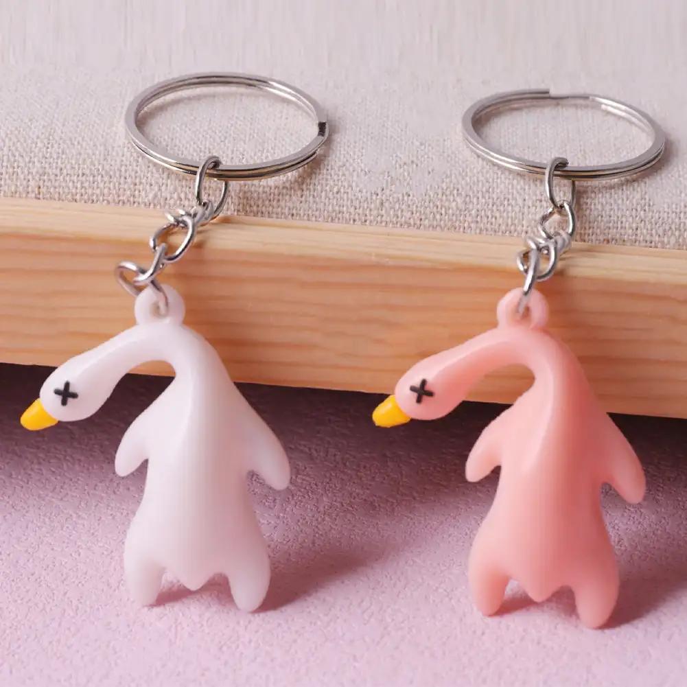 Funny Goose Keychain Roast Duck Rope Keyring Backpack Car Ultraviolet Color Change White Key Chain Keychain Accessories