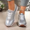 Fashion Fashion Gold Silver Platform Sneakers Women Spring Autumn Lace Up Plus Size Casual Sneakers Woman Comfort Non Slip Sport Shoes