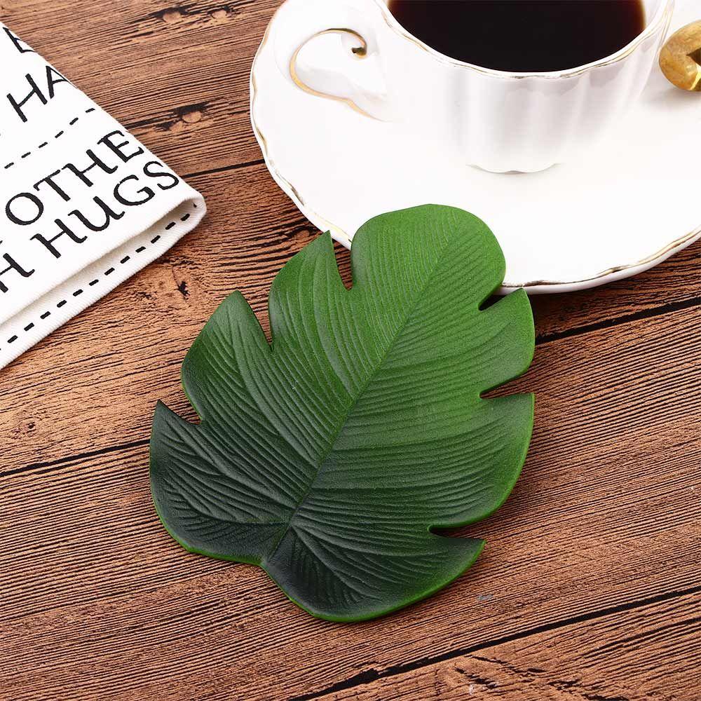 Tea Drink Wine Coffee Cup Artificia Palm Leaves Hawaii Theme Trivet Table Mat Coasters Placemats Mug Pad