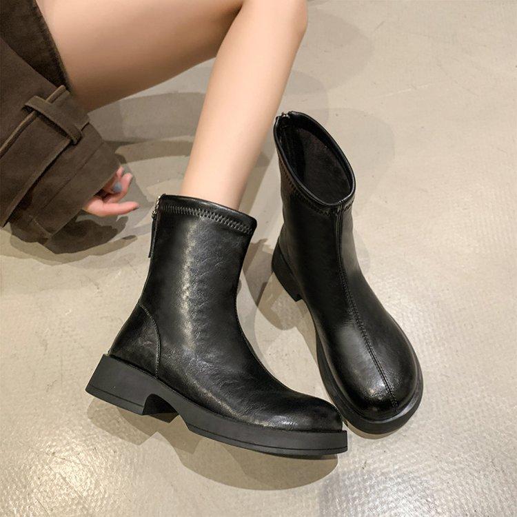 [Yushilai] Leather Merad Martin Boots Women's 2025 New Autumn and Winter Thick-soled Height-increasing Versatile Short Boots