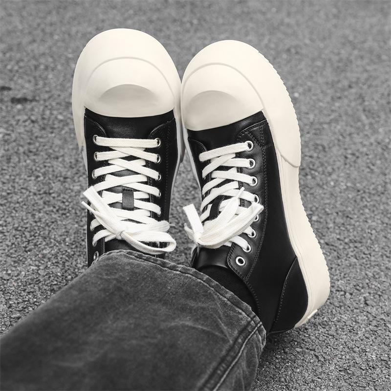 Sommerliche lässige Board-Schuhe mit dicken Sohlen, die deutlich zunehmen, die gleichen Derby-Schuhe mit großer Kappe, lässige Lederschuhe 55326-J