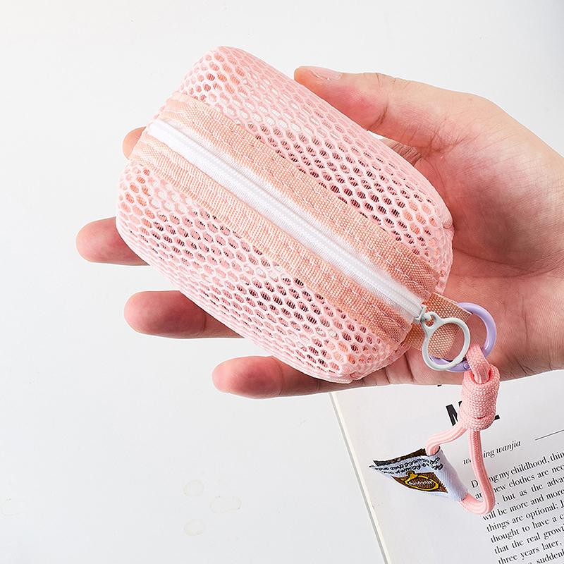 Square Mesh Cosmetic Bag Mini Coin Purse Portable Square Cosmetic Storage Bag With Zipper Multi-Purpose Sundries Bag