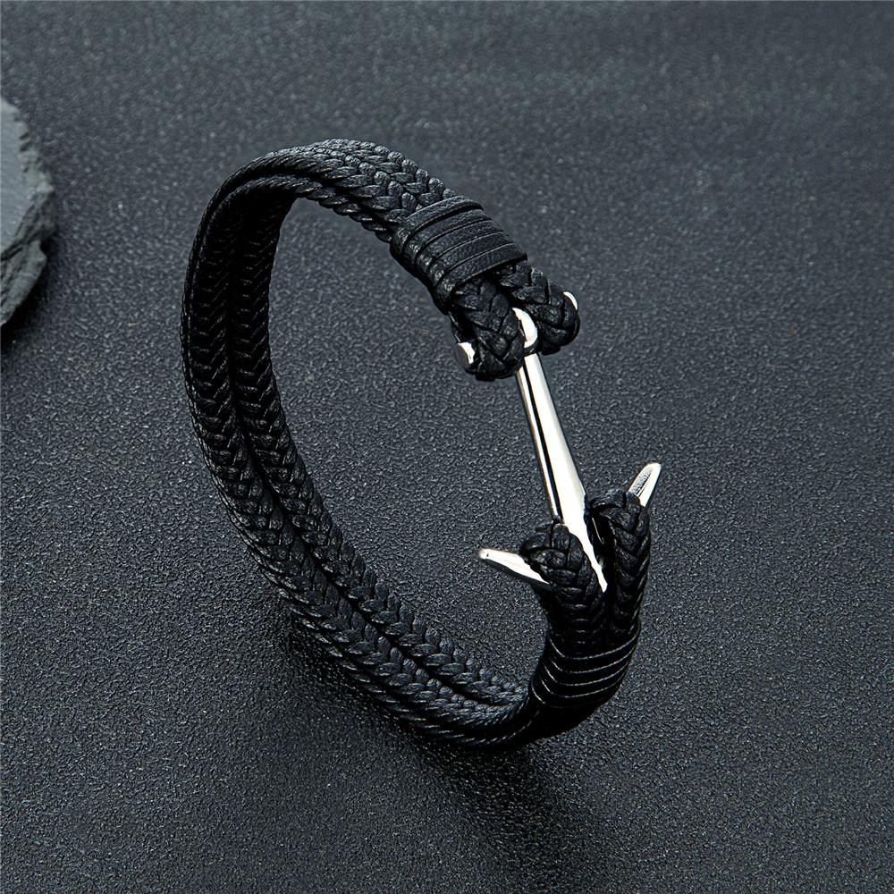 Mens Anchor Bracelet Woven Multilayer Leather Bracelets For Women Unisex Nautical Anchor Rope Bracelet Great Gift for Dad