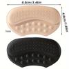 2 Pairs of 4 Pack Self-Adhesive Heel Pads, Beige, Black - Hypoallergenic Polyester, Anti-Slip and Anti-Blister Insoles for Too Large Shoes, Insoles